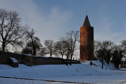 Gåsetårnet en vinterdag med sne